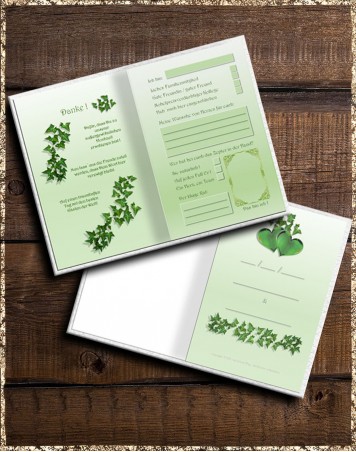 Gästebuch Hochzeit - Lederoptik weiß Irish green